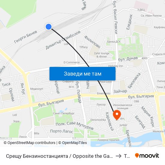 Срещу Бензиностанцията / Opposite the Gas Station (454) to Труд map