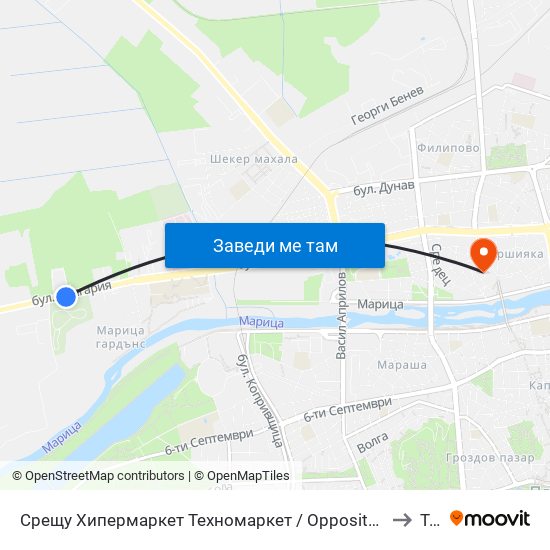 Срещу Хипермаркет Техномаркет / Opposite Technomarket Hypermarket (337) to Труд map