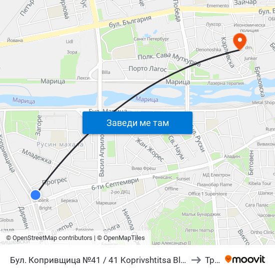 Бул. Копривщица №41 / 41 Koprivshtitsa Blvd. (144) to Труд map