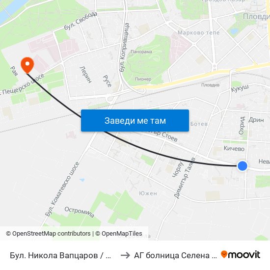 Бул. Никола Вапцаров / Nikola Vaptsarov Blvd. (68) to АГ болница Селена (AG bolnitsa Selena) map