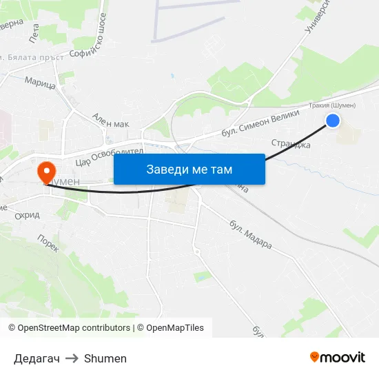 Дедагач to Shumen map