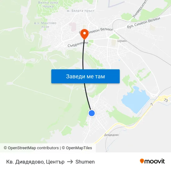 Кв. Дивдядово, Център to Shumen map