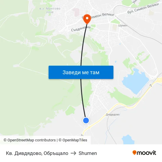 Кв. Дивдядово, Обръщало to Shumen map