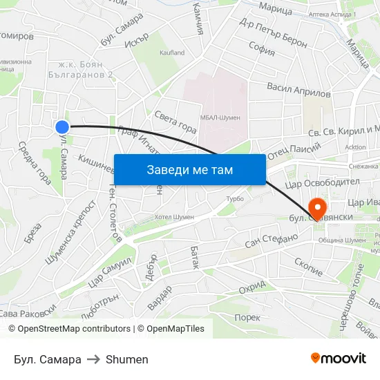 Бул. Самара to Shumen map