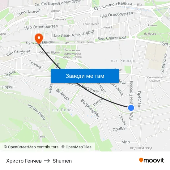 Христо Генчев to Shumen map