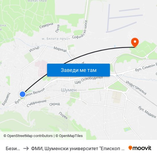 Безистена to ФМИ, Шуменски университет "Епископ Константин Преславски" map