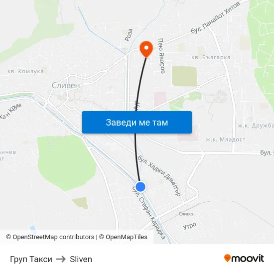Груп Такси to Sliven map