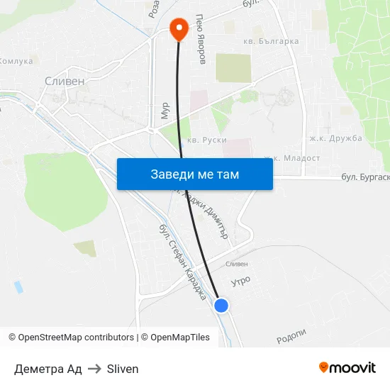 Деметра Ад to Sliven map