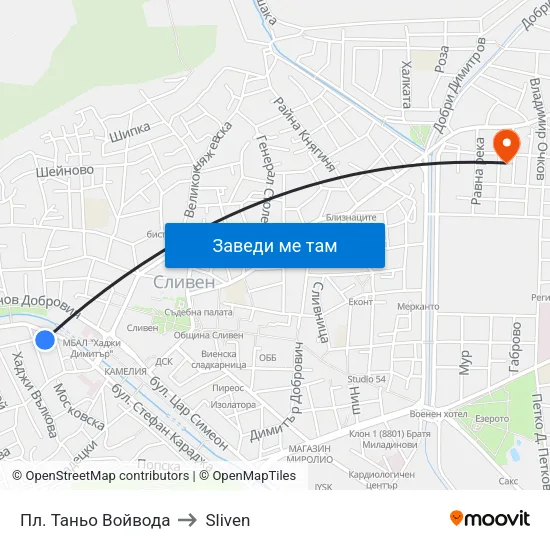 Пл. Таньо Войвода to Sliven map