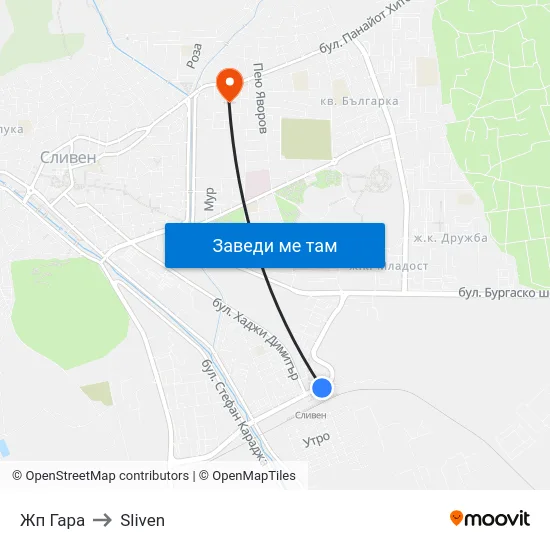 Жп Гара to Sliven map