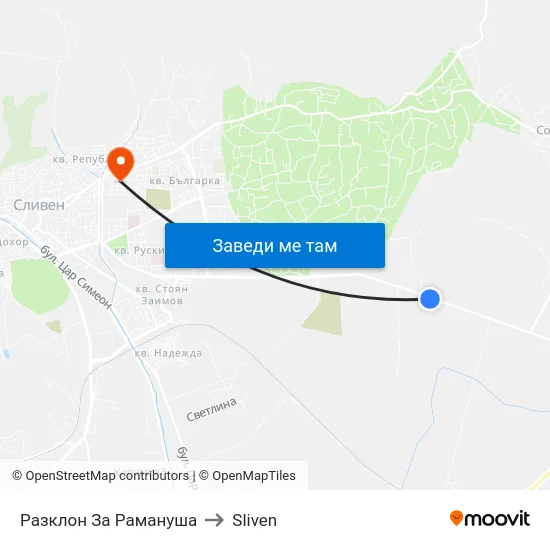 Разклон За Рамануша to Sliven map