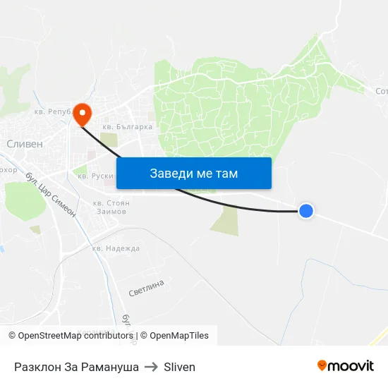 Разклон За Рамануша to Sliven map