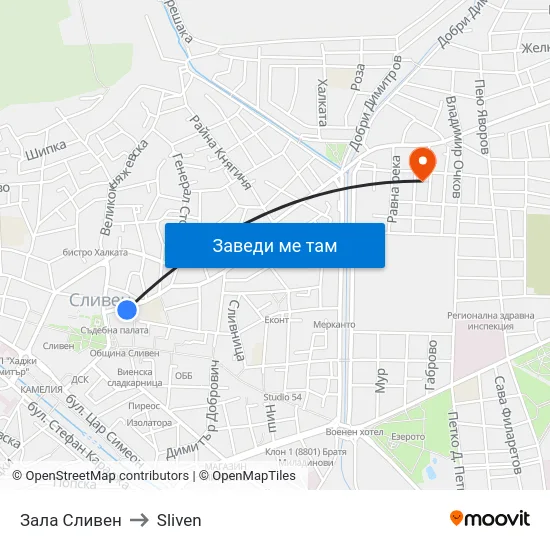 Зала Сливен to Sliven map