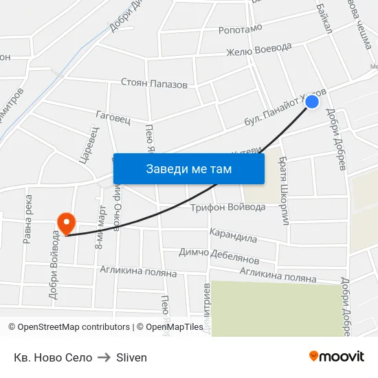 Кв. Ново Село to Sliven map