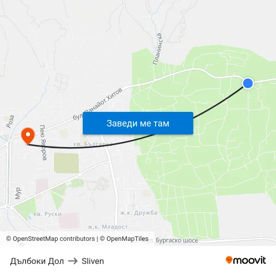 Дълбоки Дол to Sliven map