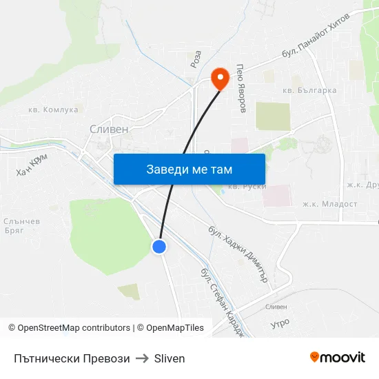 Пътнически Превози to Sliven map