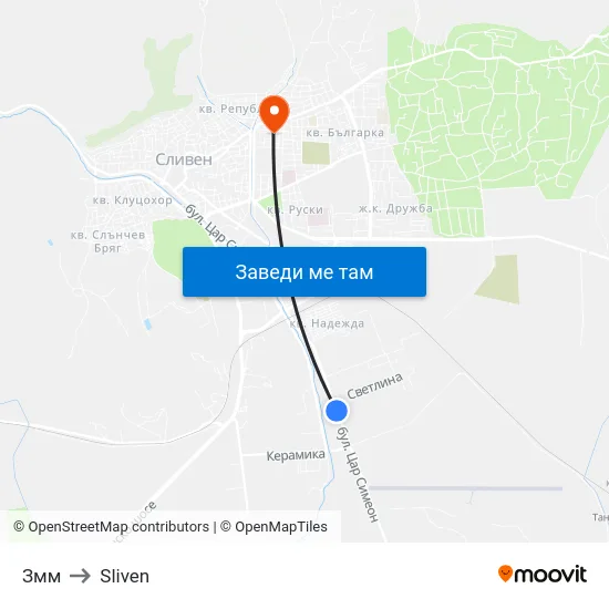 Змм to Sliven map