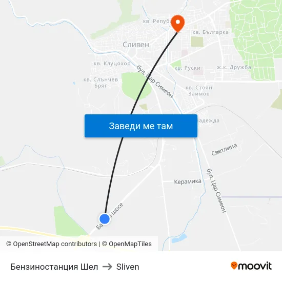 Бензиностанция Шел to Sliven map
