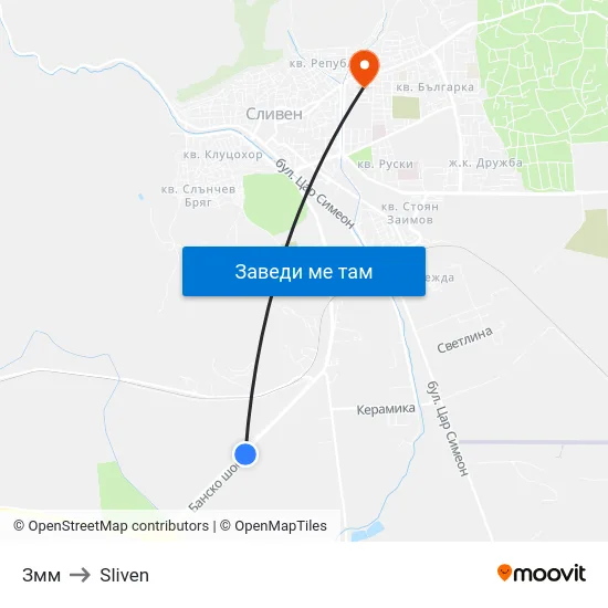 Змм to Sliven map