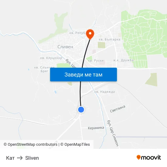 Кат to Sliven map