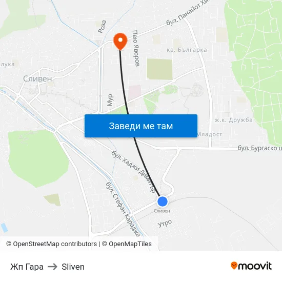 Жп Гара to Sliven map