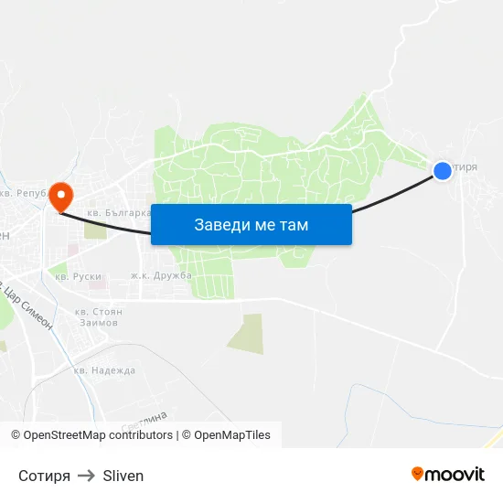 Сотиря to Sliven map