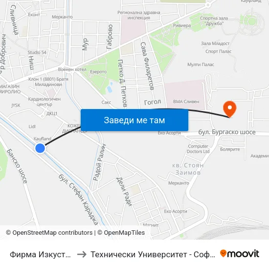 Фирма Изкуство to Технически Университет - София map