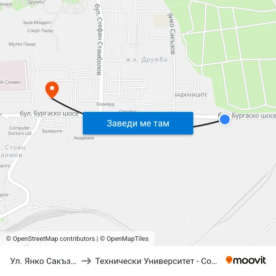 Ул. Янко Сакъзов to Технически Университет - София map