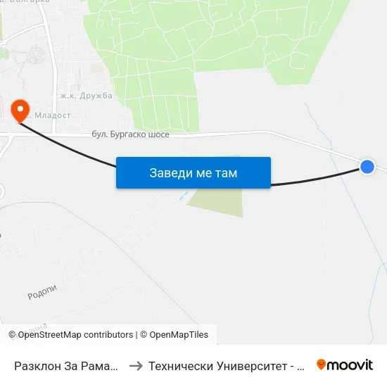Разклон За Рамануша to Технически Университет - София map