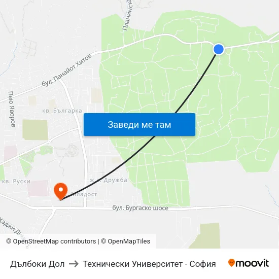 Дълбоки Дол to Технически Университет - София map