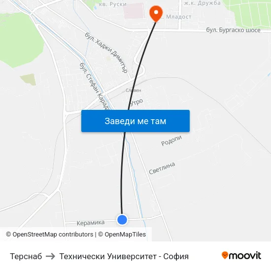 Терснаб to Технически Университет - София map