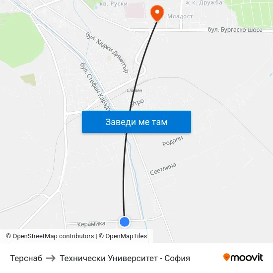 Терснаб to Технически Университет - София map