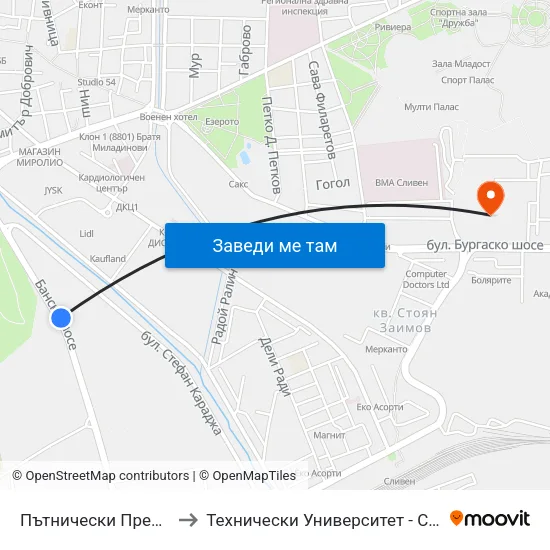Пътнически Превози to Технически Университет - София map