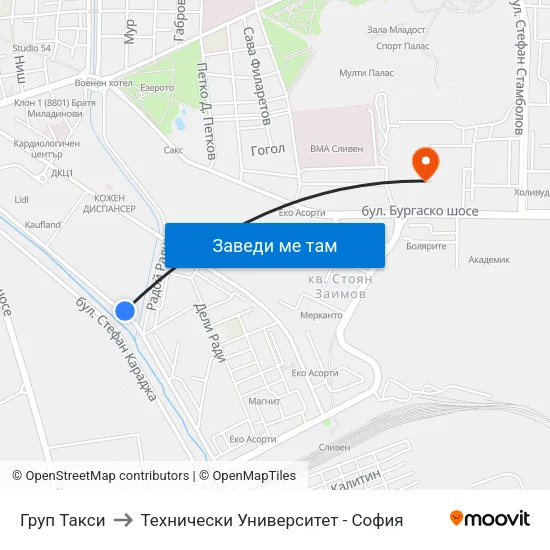Груп Такси to Технически Университет - София map