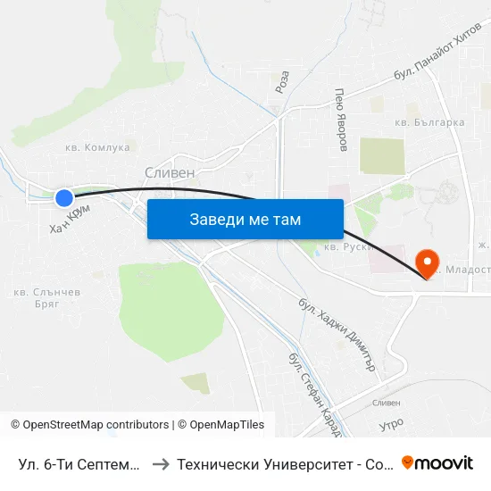 Ул. 6-Ти Септември to Технически Университет - София map