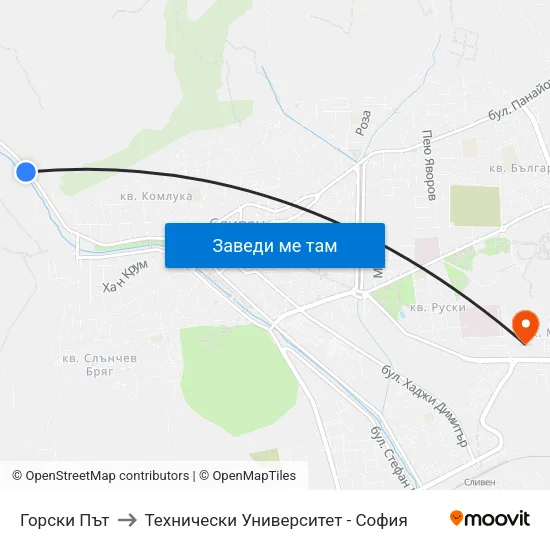 Горски Път to Технически Университет - София map