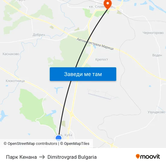 Парк Кенана to Dimitrovgrad Bulgaria map