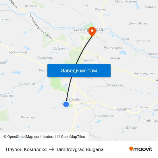Плувен Комплекс to Dimitrovgrad Bulgaria map