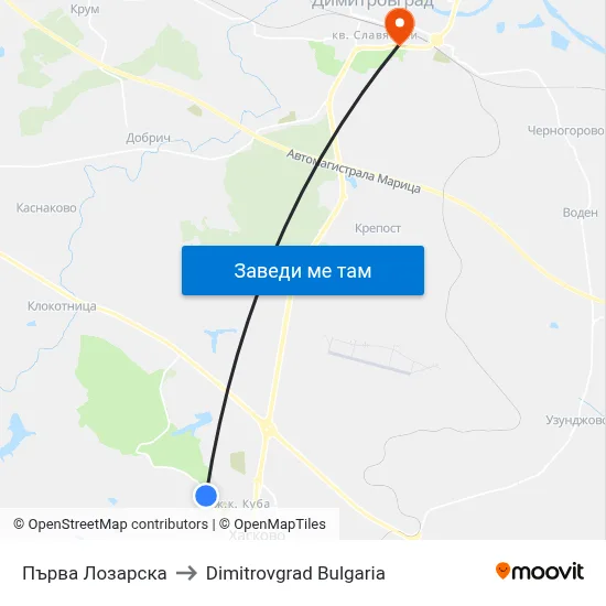 Първа Лозарска to Dimitrovgrad Bulgaria map