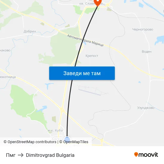 Пмг to Dimitrovgrad Bulgaria map