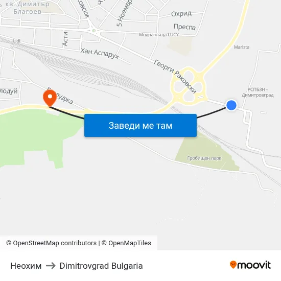 Неохим to Dimitrovgrad Bulgaria map