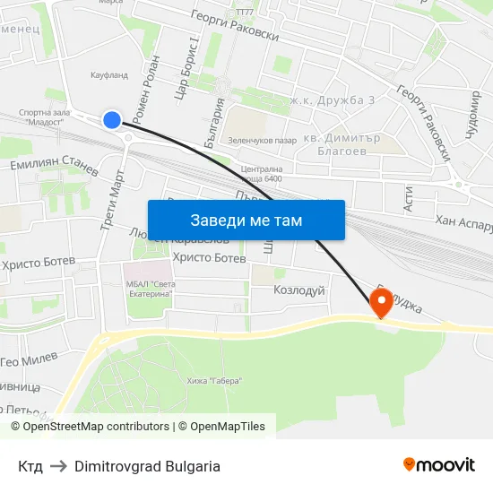 Ктд to Dimitrovgrad Bulgaria map