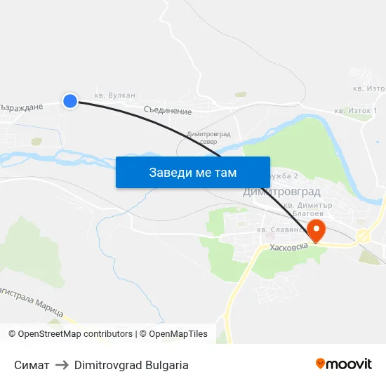 Симат to Dimitrovgrad Bulgaria map