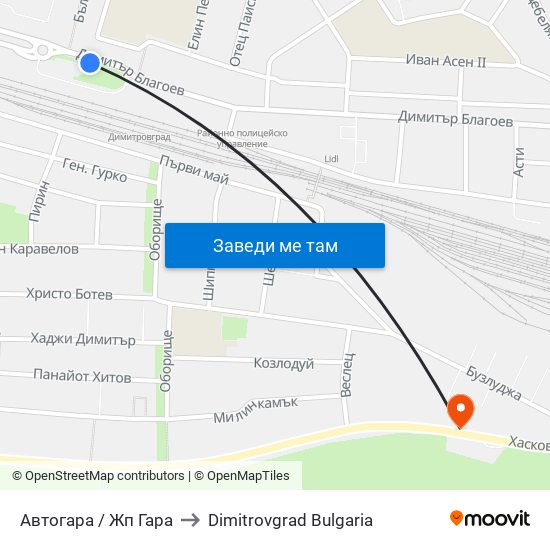 Автогара / Жп Гара to Dimitrovgrad Bulgaria map
