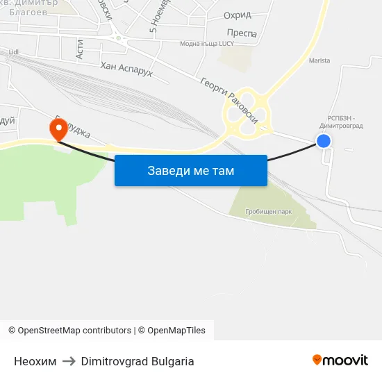 Неохим to Dimitrovgrad Bulgaria map