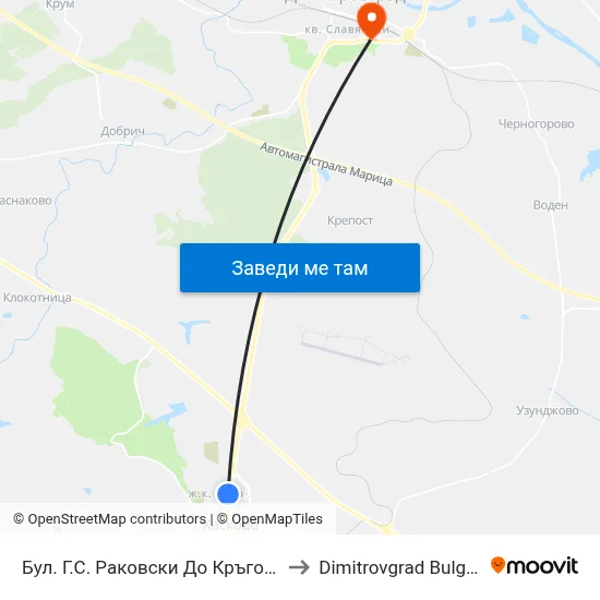 Бул. Г.С. Раковски До Кръговото to Dimitrovgrad Bulgaria map