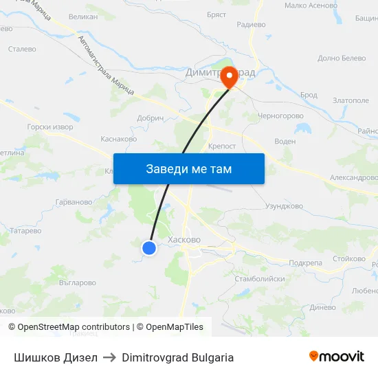 Шишков Дизел to Dimitrovgrad Bulgaria map