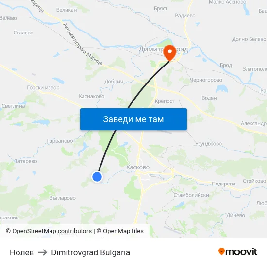 Нолев to Dimitrovgrad Bulgaria map