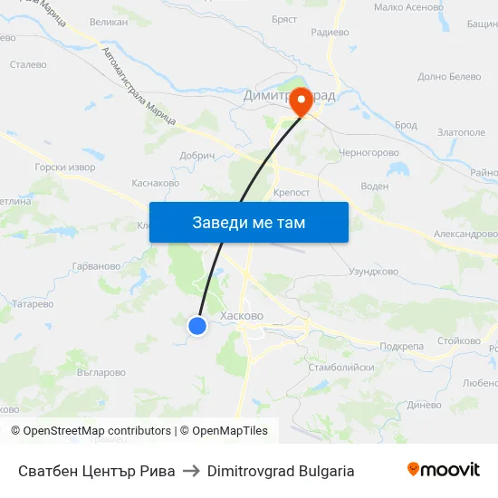 Сватбен Център Рива to Dimitrovgrad Bulgaria map