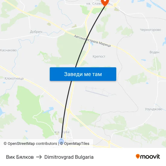 Вик Бялков to Dimitrovgrad Bulgaria map